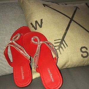 ✨Red Charming Charlie Gem Flip Flops✨